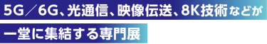 5G／6G、光通信、映像伝送、8K技術などが一堂に集結する専門展