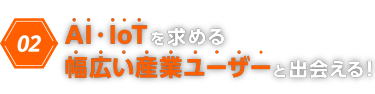 02　AI・IoTを求める幅広い産業ユーザーと出会える！